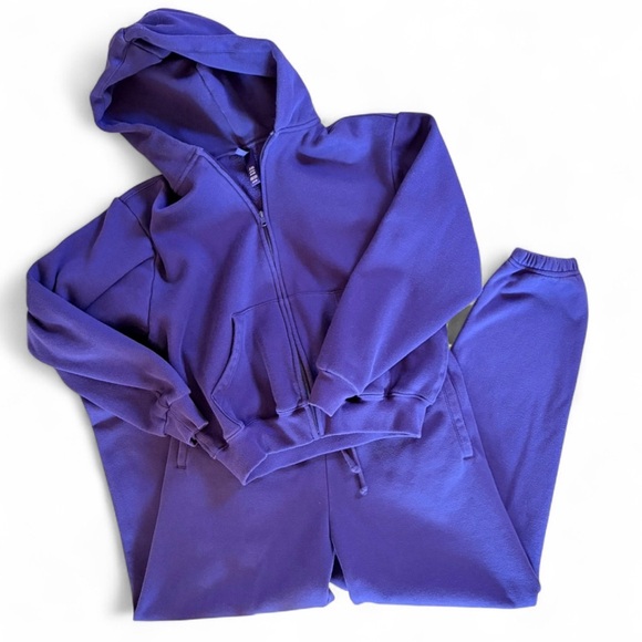 SKIMS Fleece Jogger Zip-Up Hoodie Sweatshirt Matching Set Concord Grape Purple S